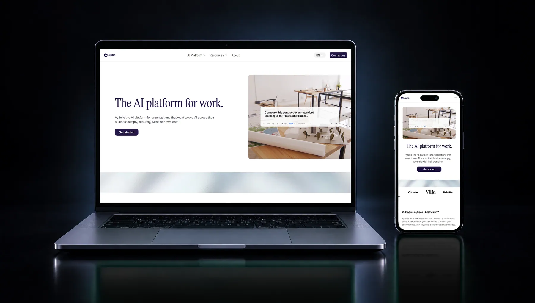 ayfie.com on desktop and mobile