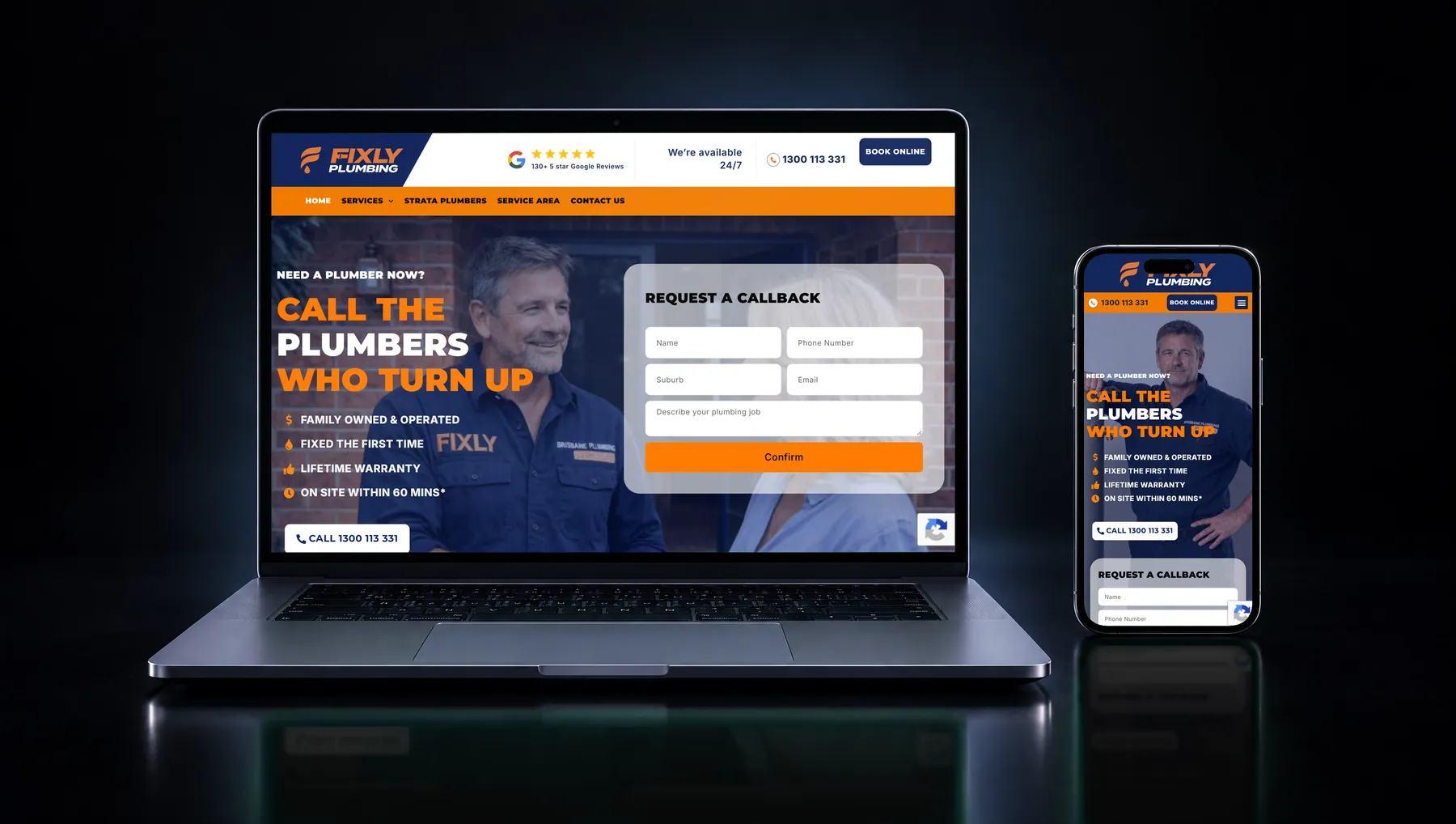 fixlyplumbing.com.au on desktop and mobile