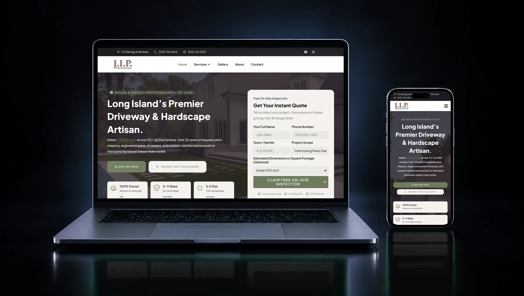 J.I.P. Construction Corp on desktop and mobile
