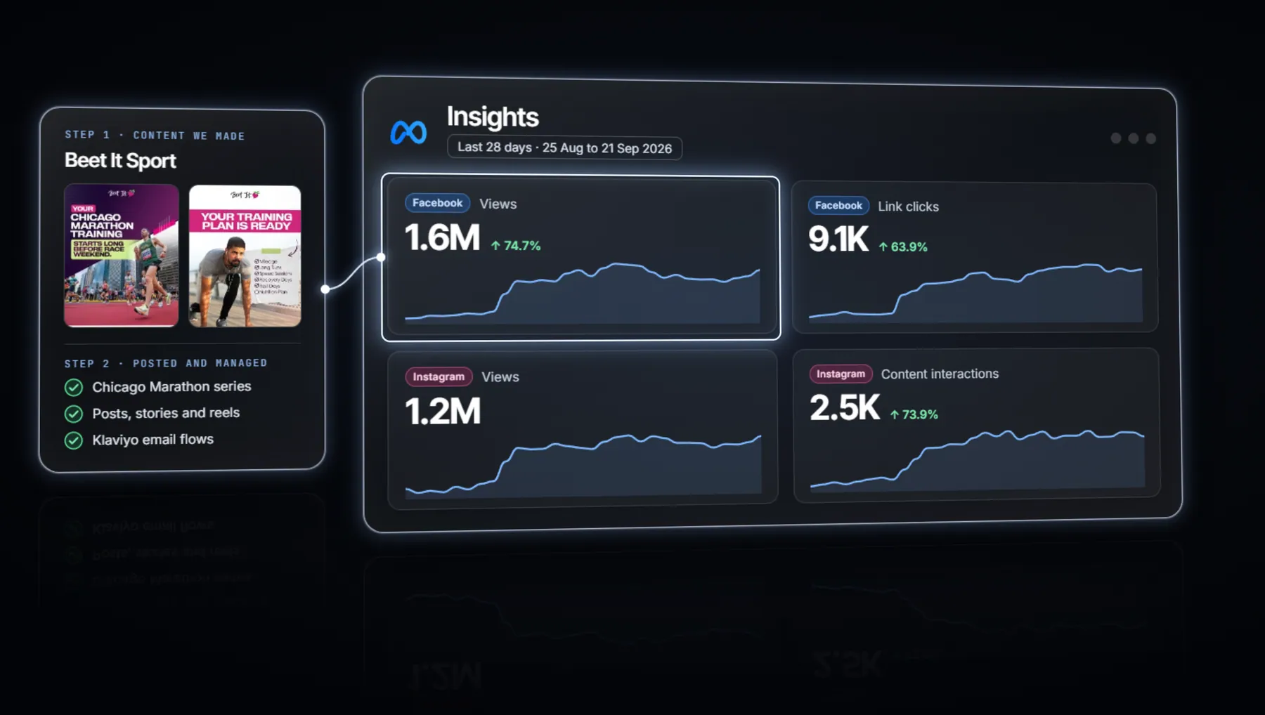 The posts we made and 28 days of Meta insights
